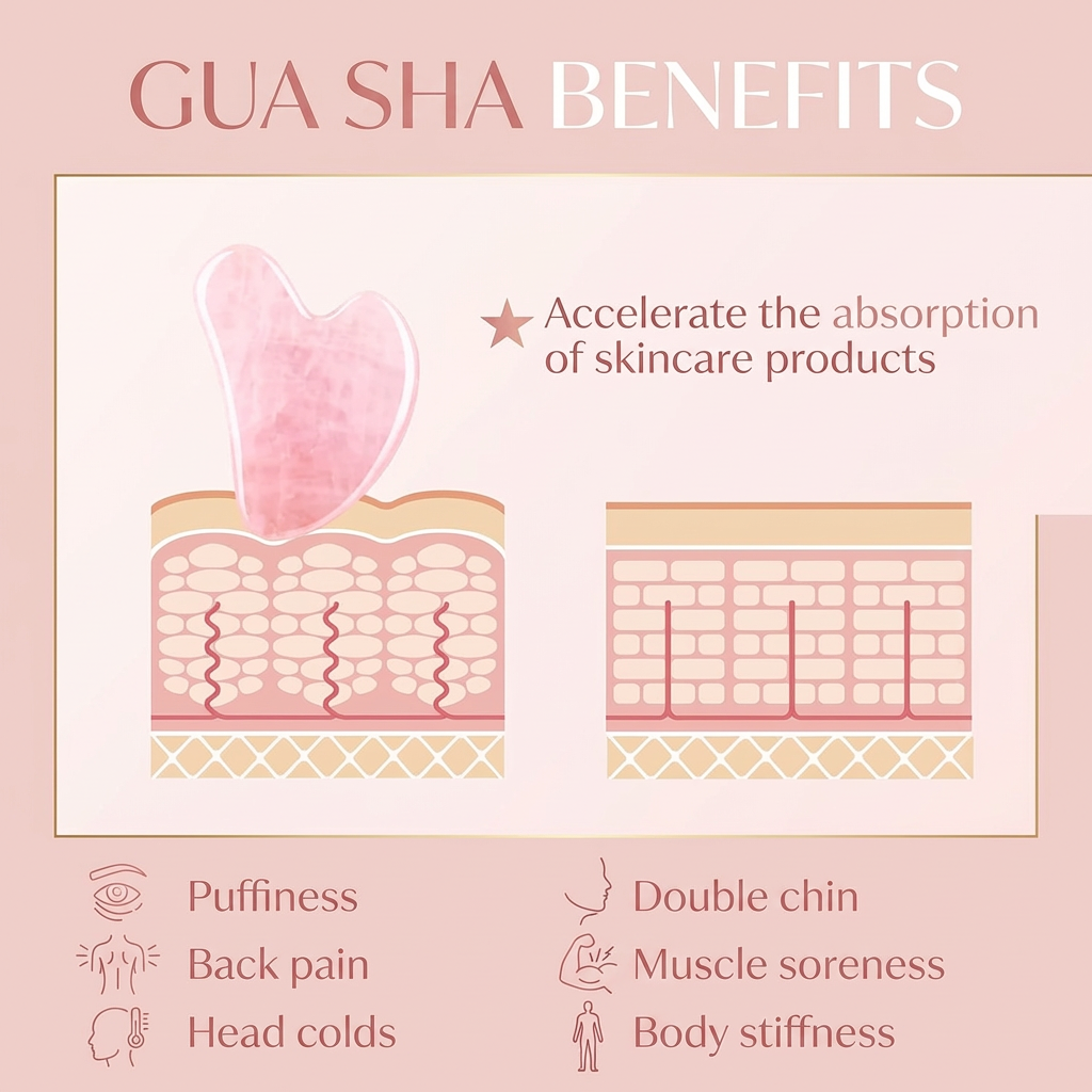 Luxe Glow Rose Quartz Gua Sha Tool